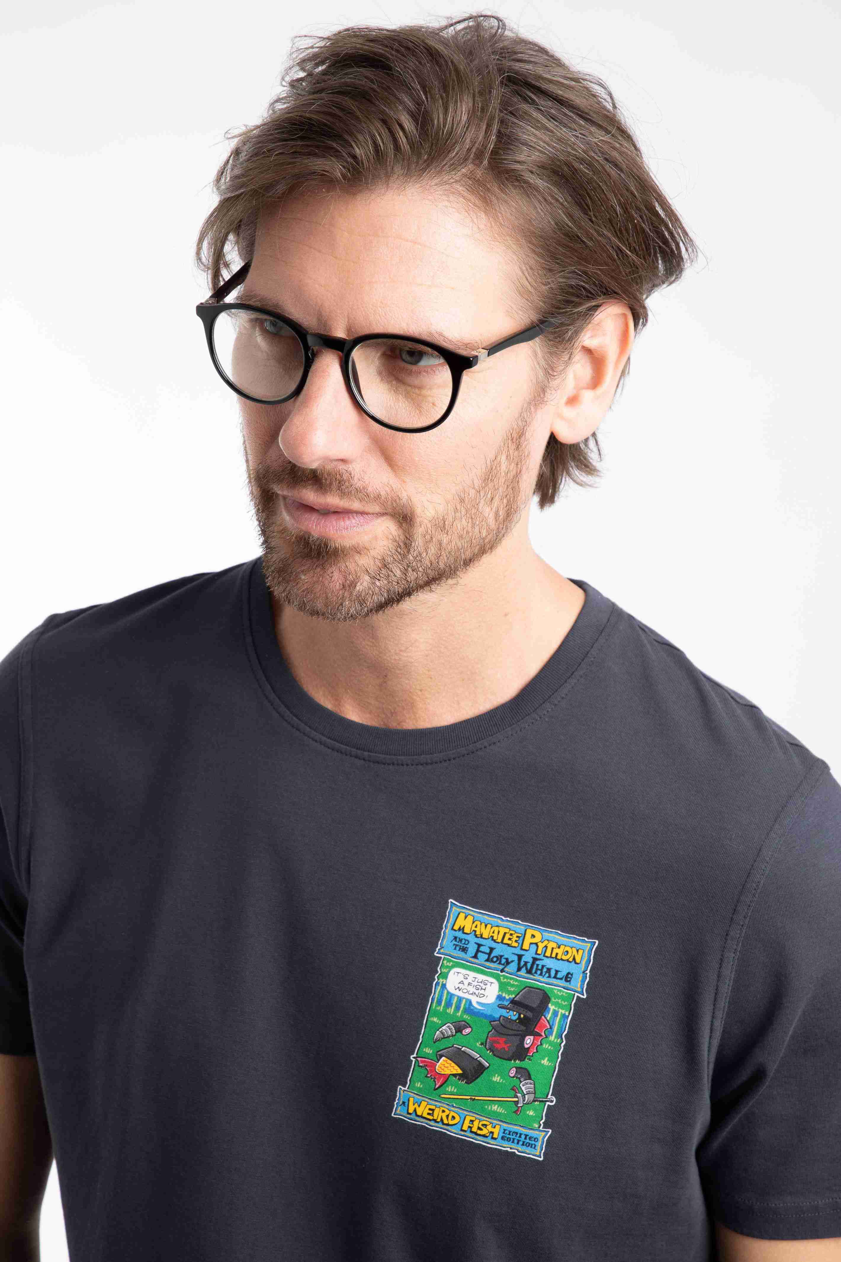 Holy Whale Back Print Artist T-Shirt Navy