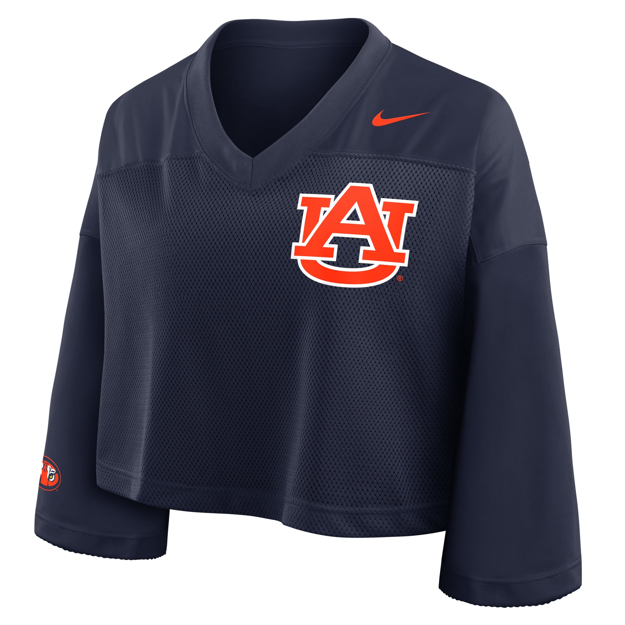 Auburn Tigers Nike Women's Cropped Mesh Dri-FIT Fashion Jersey - Navy
