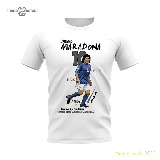 Professional-Grade Diego Maradona Napoli Graphic T-Shirt (White)