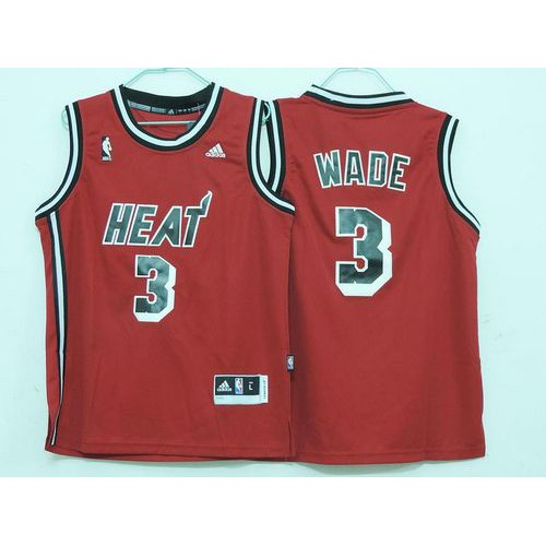 Miami Heat #3 Dwyane Wade Red Hardwood Classics Nights Stitched Youth NBA Jersey Youth