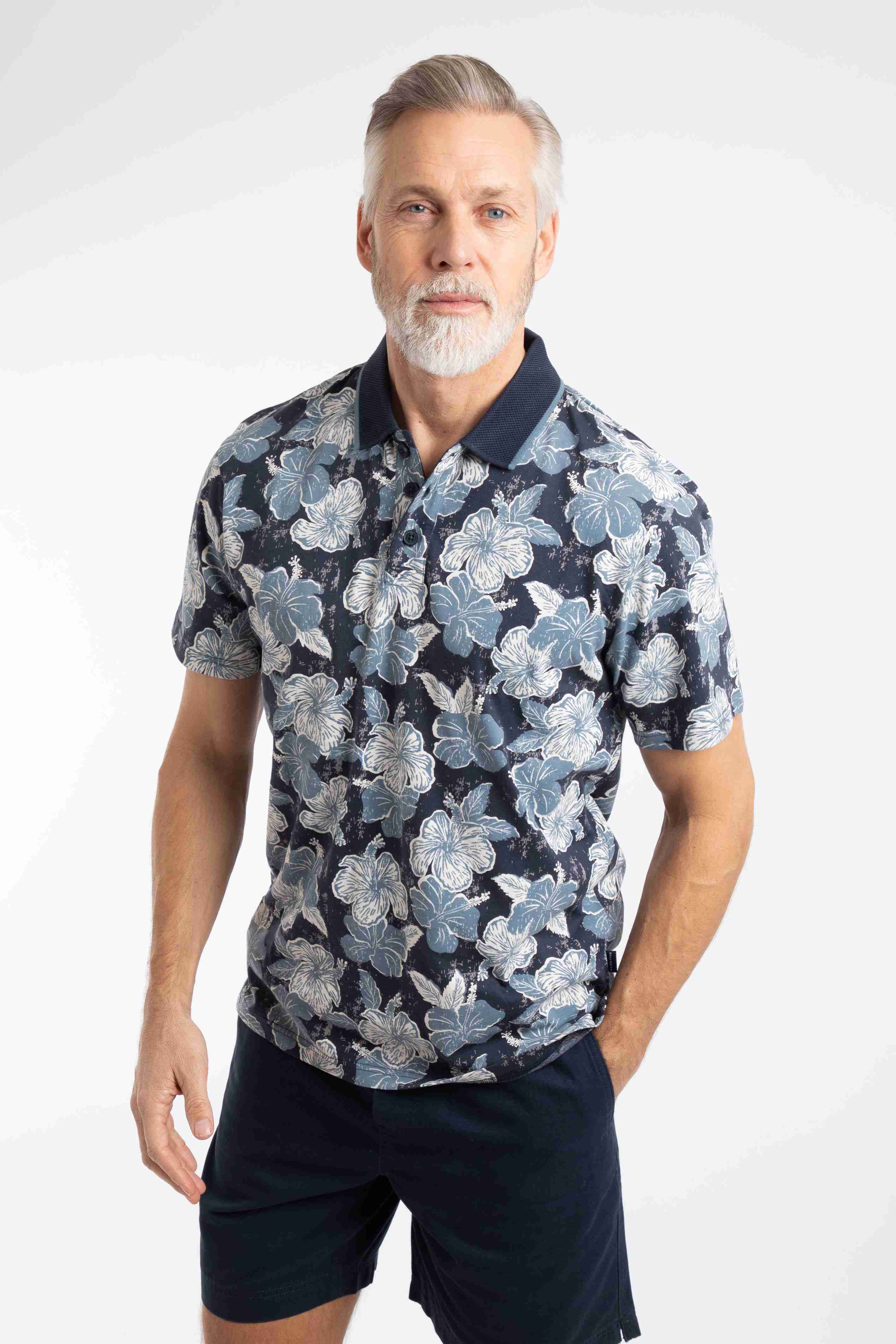 Jarat Printed Jersey Polo Shirt Light Blue