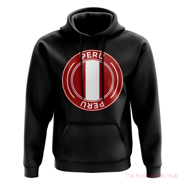 Men Peru Football Badge Hoodie (Black)