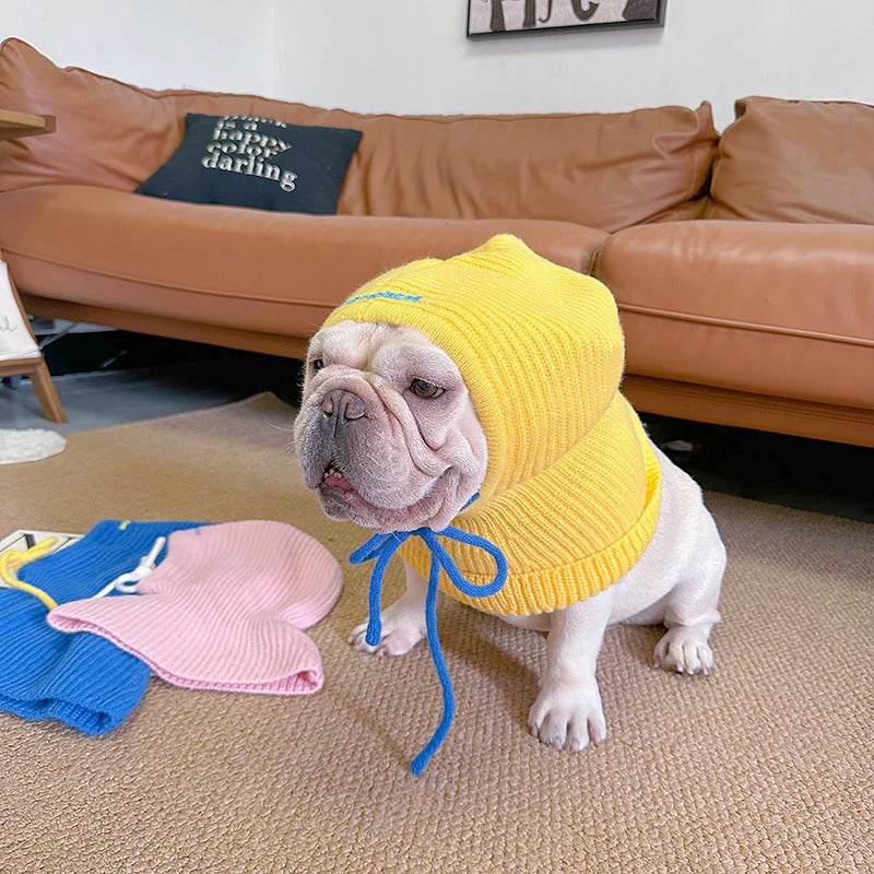 French Bulldog Wagloom Frenchie Knitted Snood Hat – Colorful Soft Wool