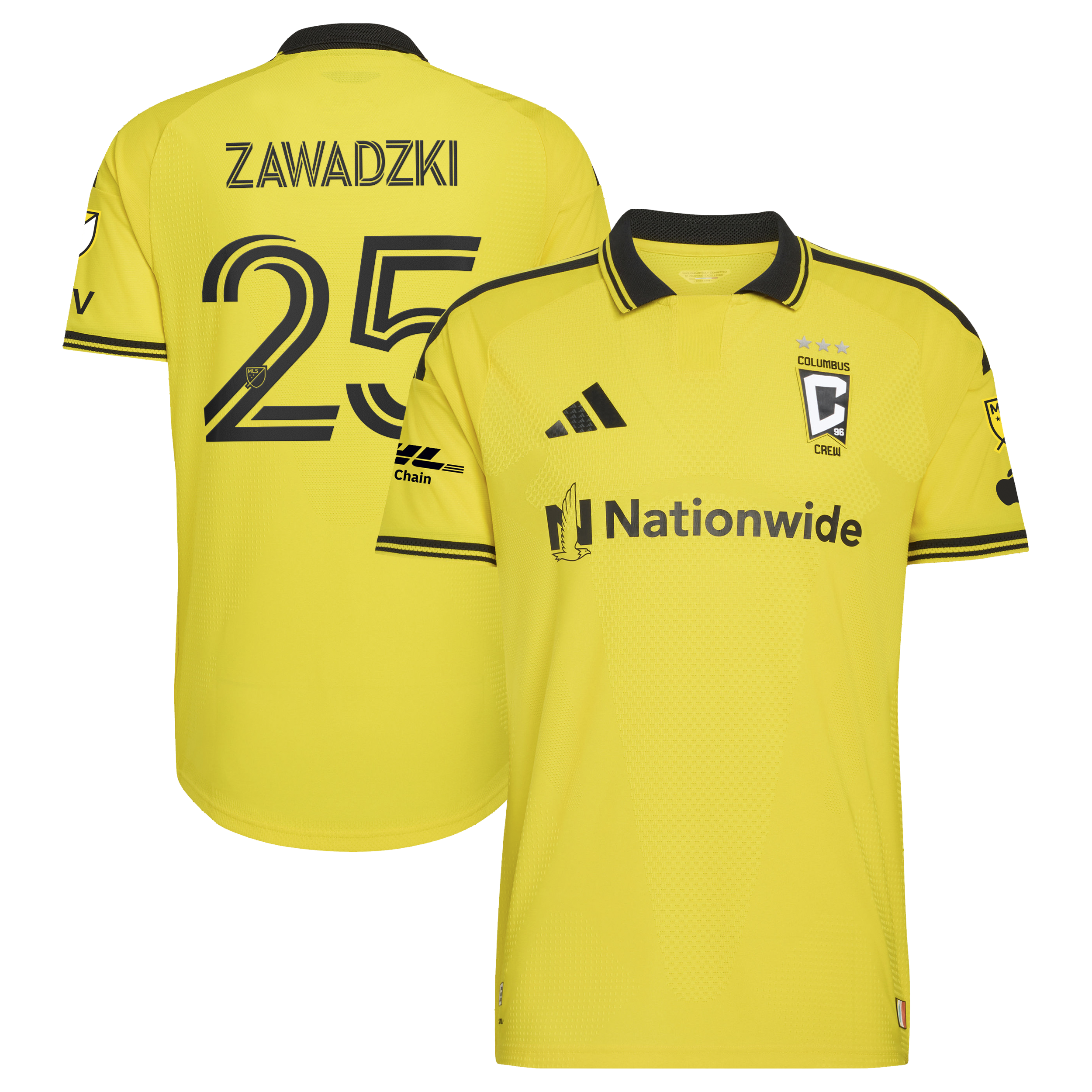[SJH] Sean Zawadzki Columbus Crew 2026 The Crafted for Excellence Kit On-Field Authentic Patch Jersey - Yellow