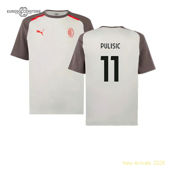 First-class 2023-2024 Ac Milan Casuals Tee (light Grey) (pulisic 11)