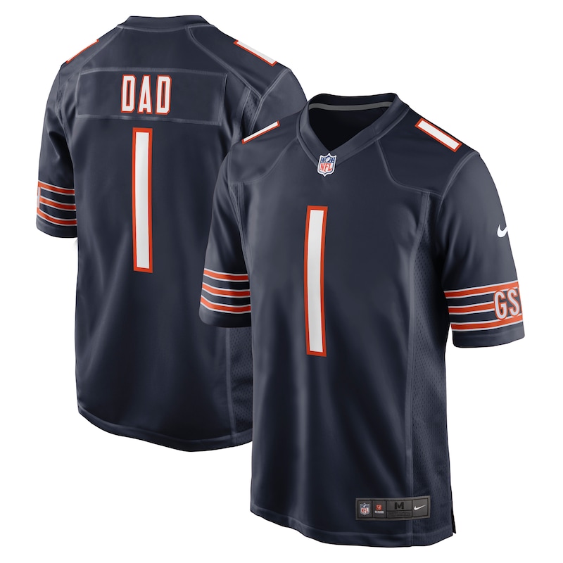 None Number 1 Dad CHI Bears Sleek Authentic Jersey Game Day Wear