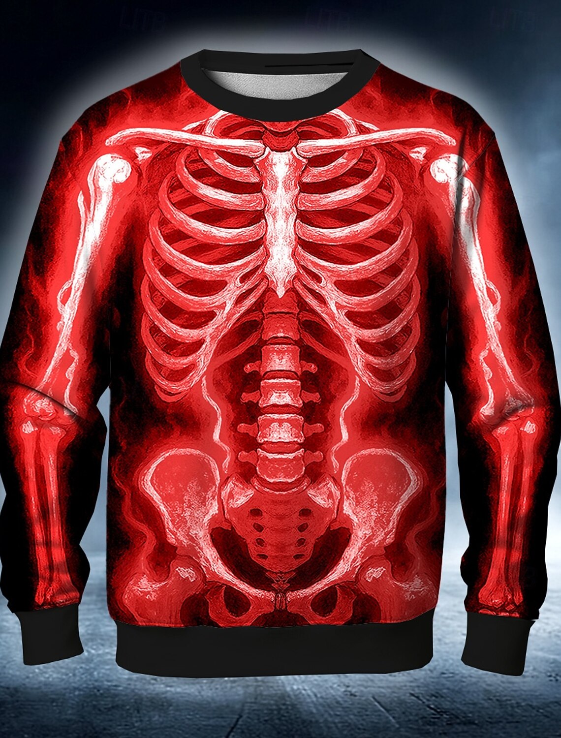 Skull Men's Skeleton Costume Sweatshirt Punk Party Long Sleeve Crew