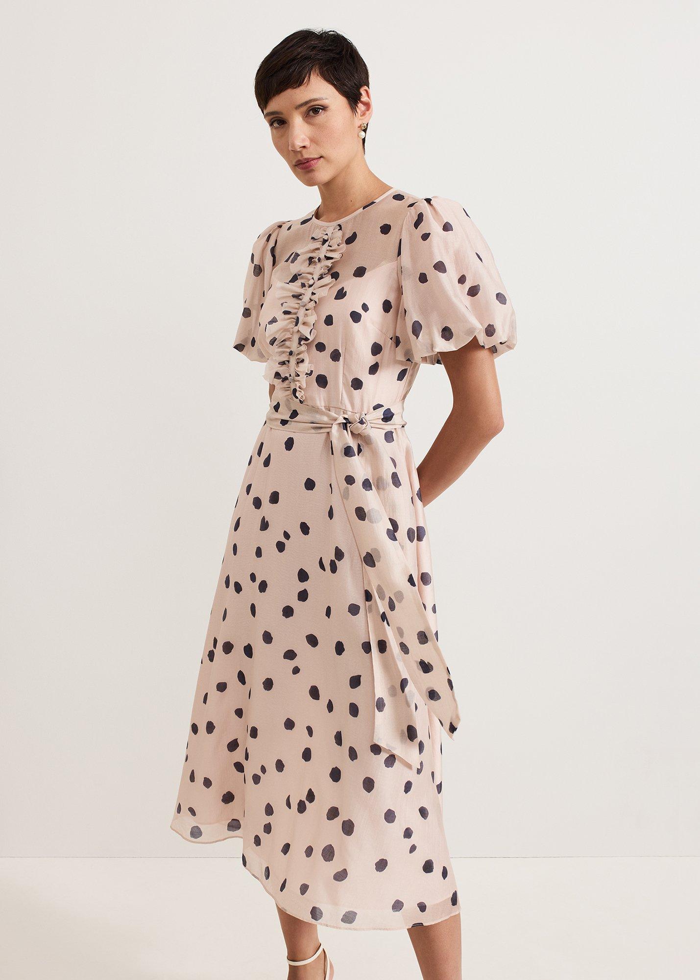 Nicola Spot Ruffle Midi Dress