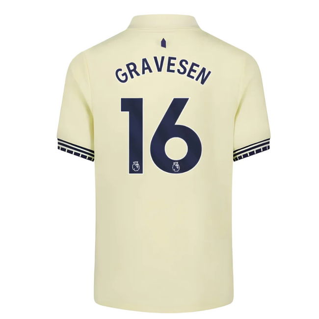 2025-20 Everton Official Away Football Kit Gravesen #16 S Kids