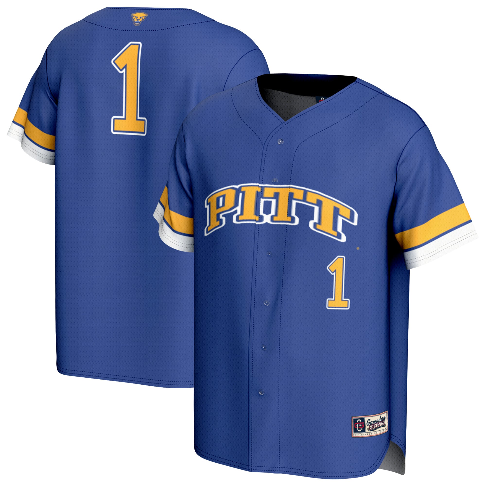 #1 Pitt Panthers GameDay Greats Unisex Lightweight Collegiate Baseball Fashion Jersey - Royal