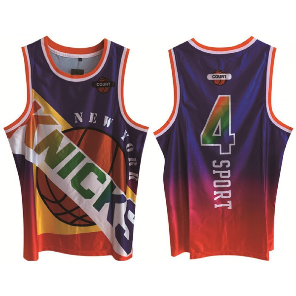 Game Day Retro Men's NY Knicks #4 Derrick Purple Basketball Jersey