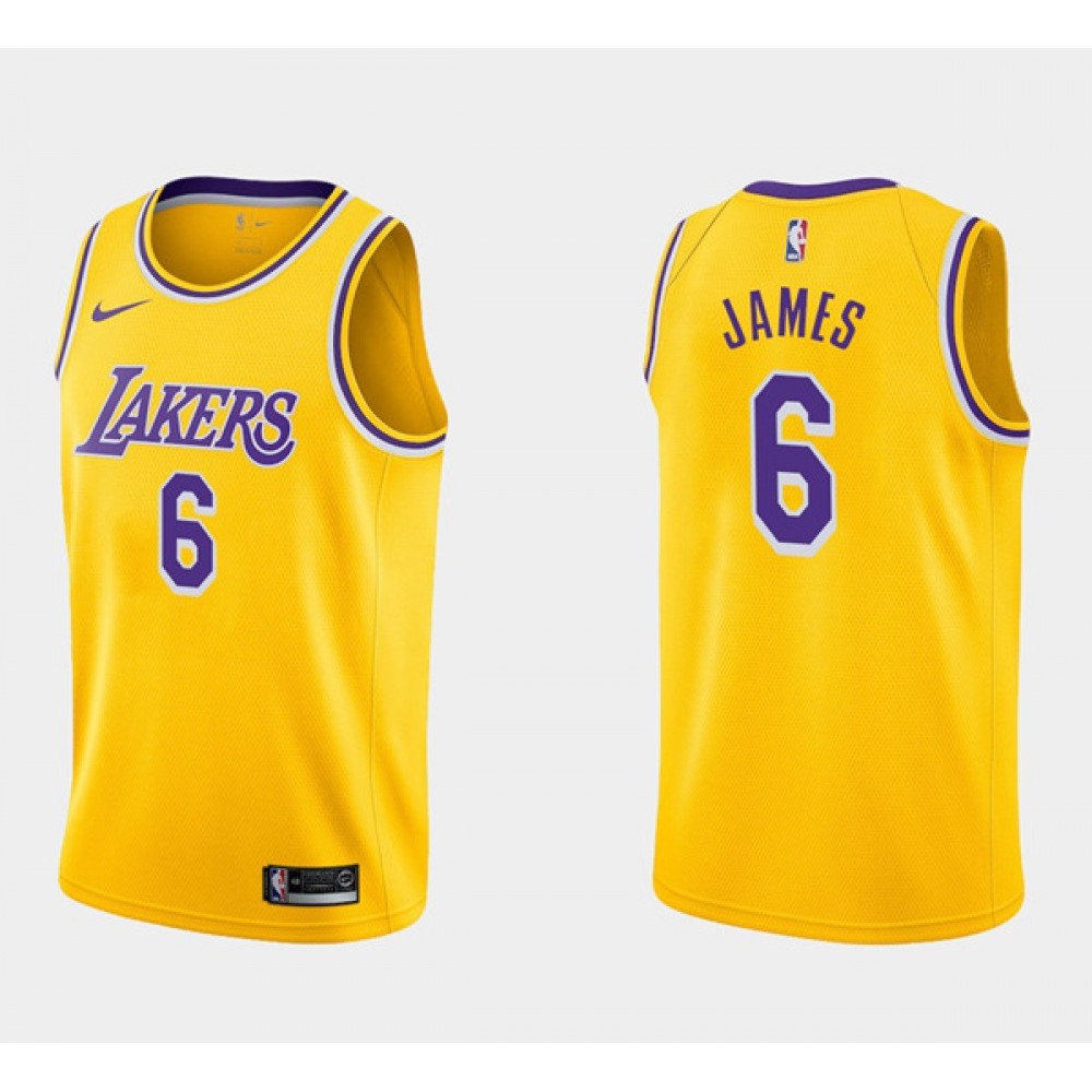 Youth Los Angeles Lakers #6 LeBron James Yellow Stitched Basketball Jersey