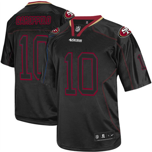 Authentic NFL SF 49ers #10 Jimmy Garoppolo Black Lights Out Jersey