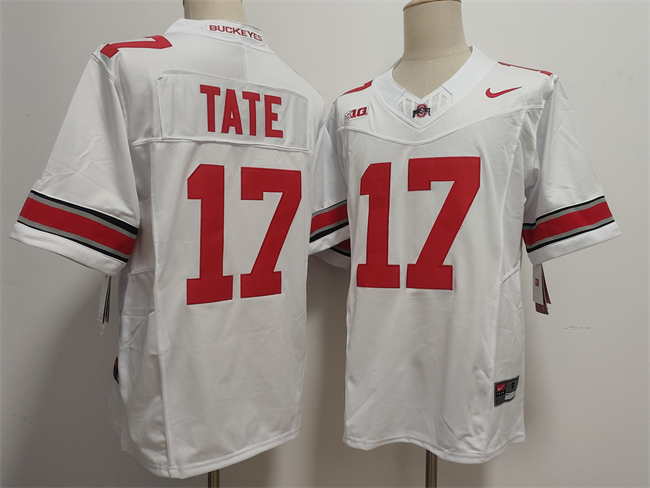 Men's OSU Ohio White 2024 home jersey Carnell Tate #17 stitched Jersey