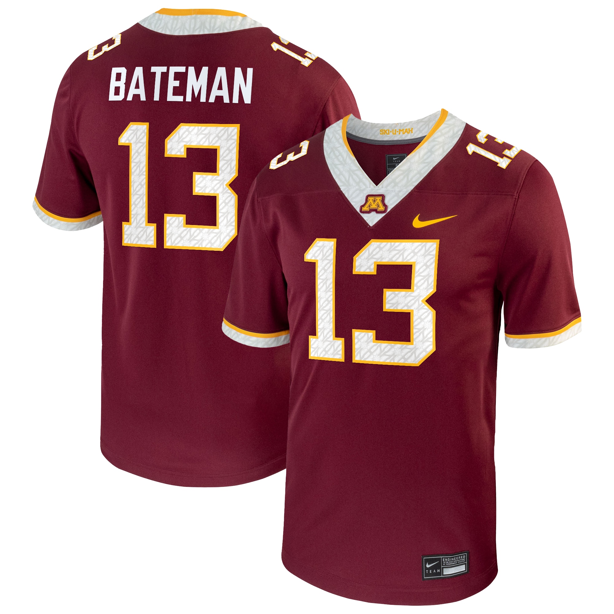 [NJP] Women's Rashod Bateman Minnesota Golden Gophers Player Game Jersey - Maroon