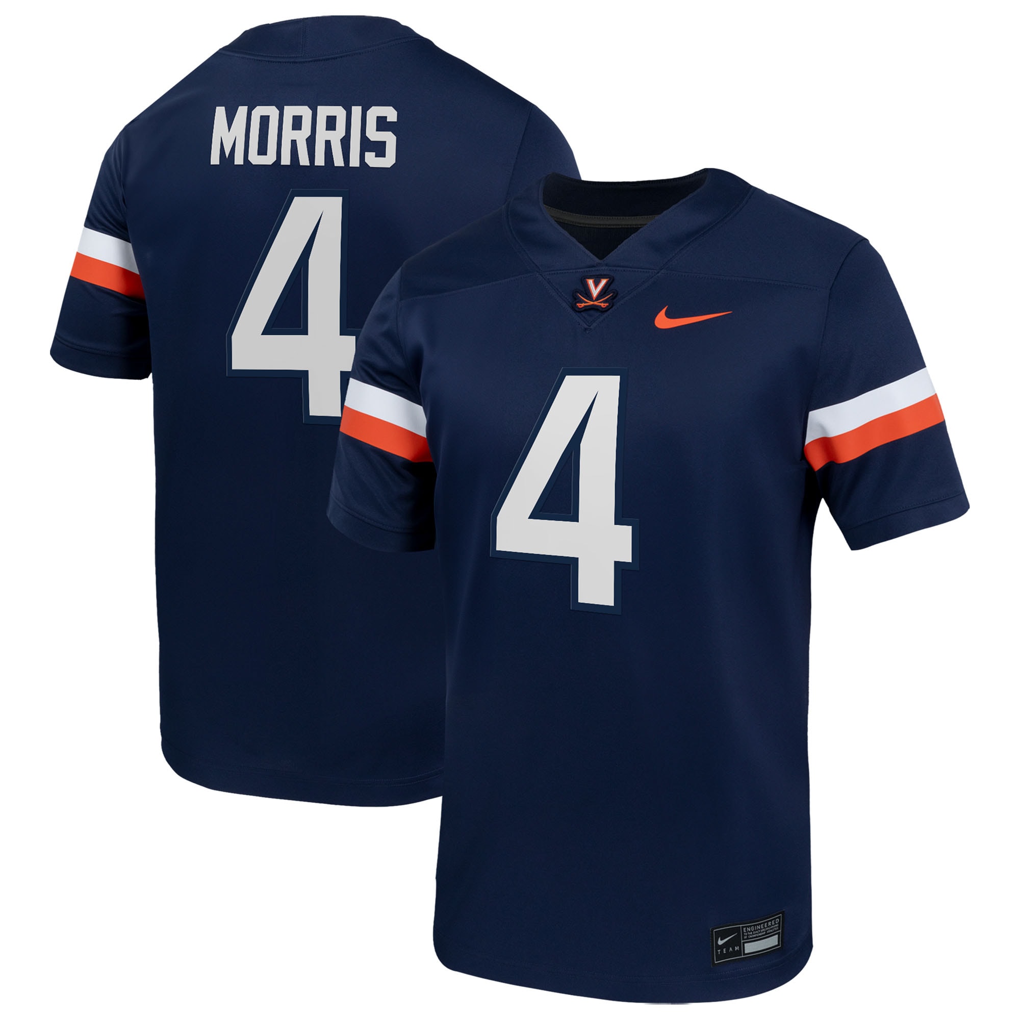 [NJP] Women's Chandler Morris Virginia Cavaliers Home Men's NIL Football Game Jersey - Navy