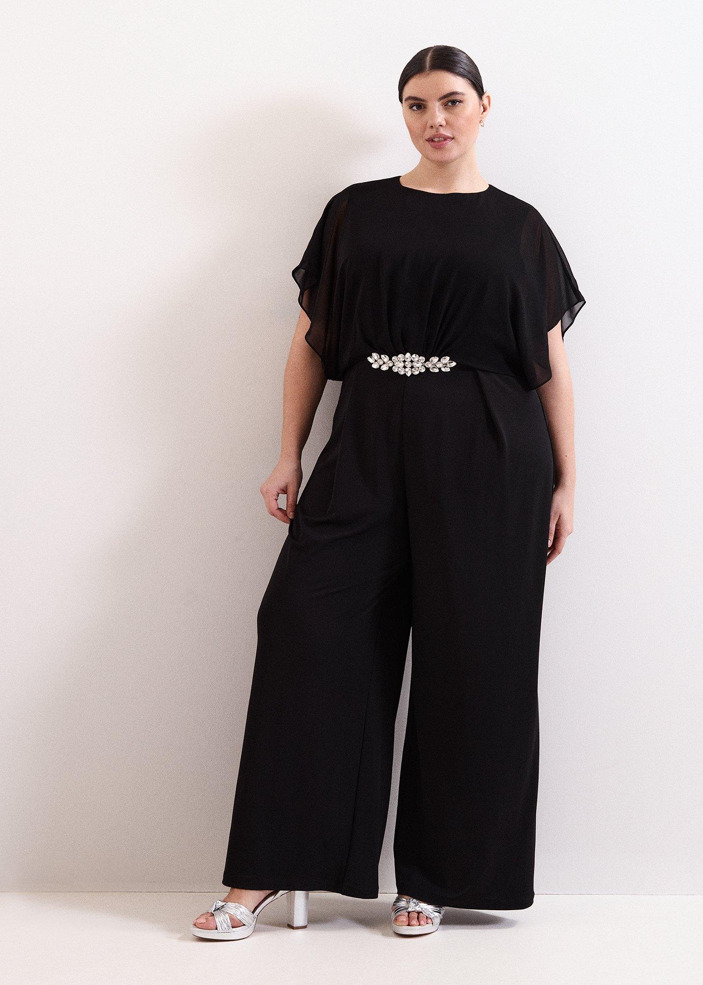 Velma Black Jewelled Belt Jumpsuit