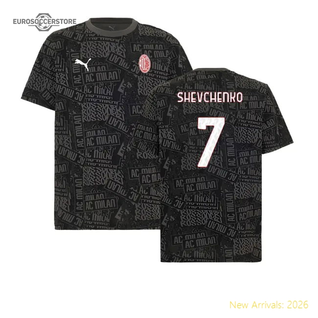 2025-2026 Ac Milan Ftblculture Tee Aop (black) (shevchenko 7)