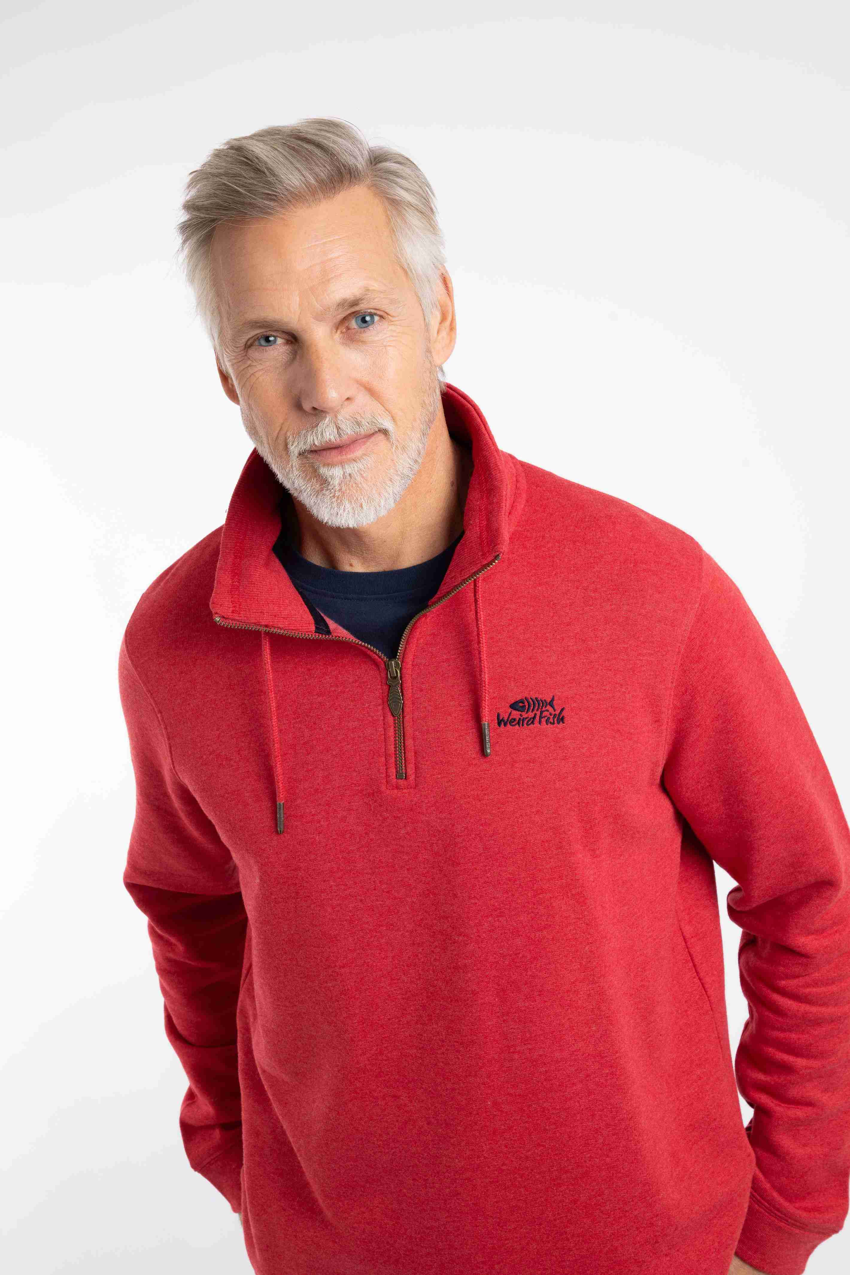 Brampton 1/4 Zip Sweatshirt Barberry Red Marl