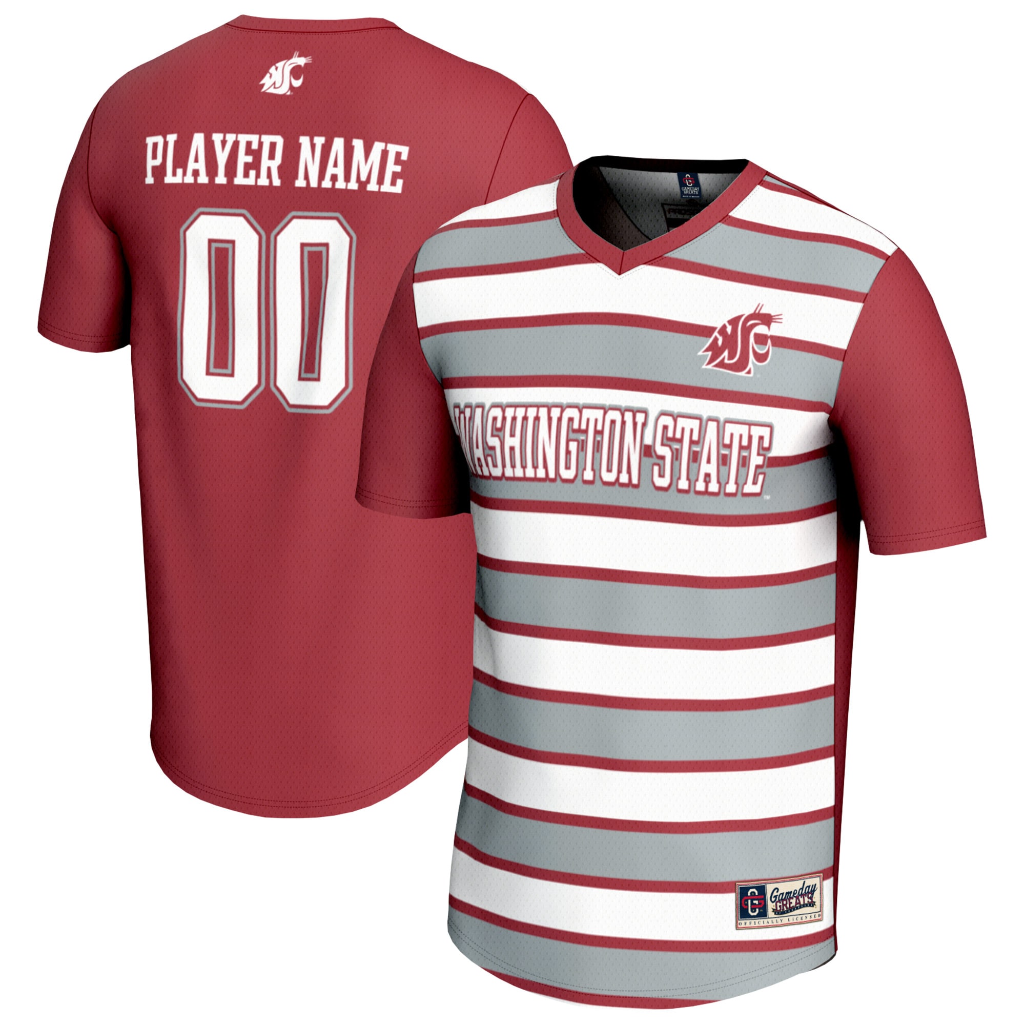 [SJH] Washington State Cougars GameDay Greats Youth NIL Pick-A-Player Collegiate Women's Soccer Lightweight Fashion Jersey - Crimson/Gray