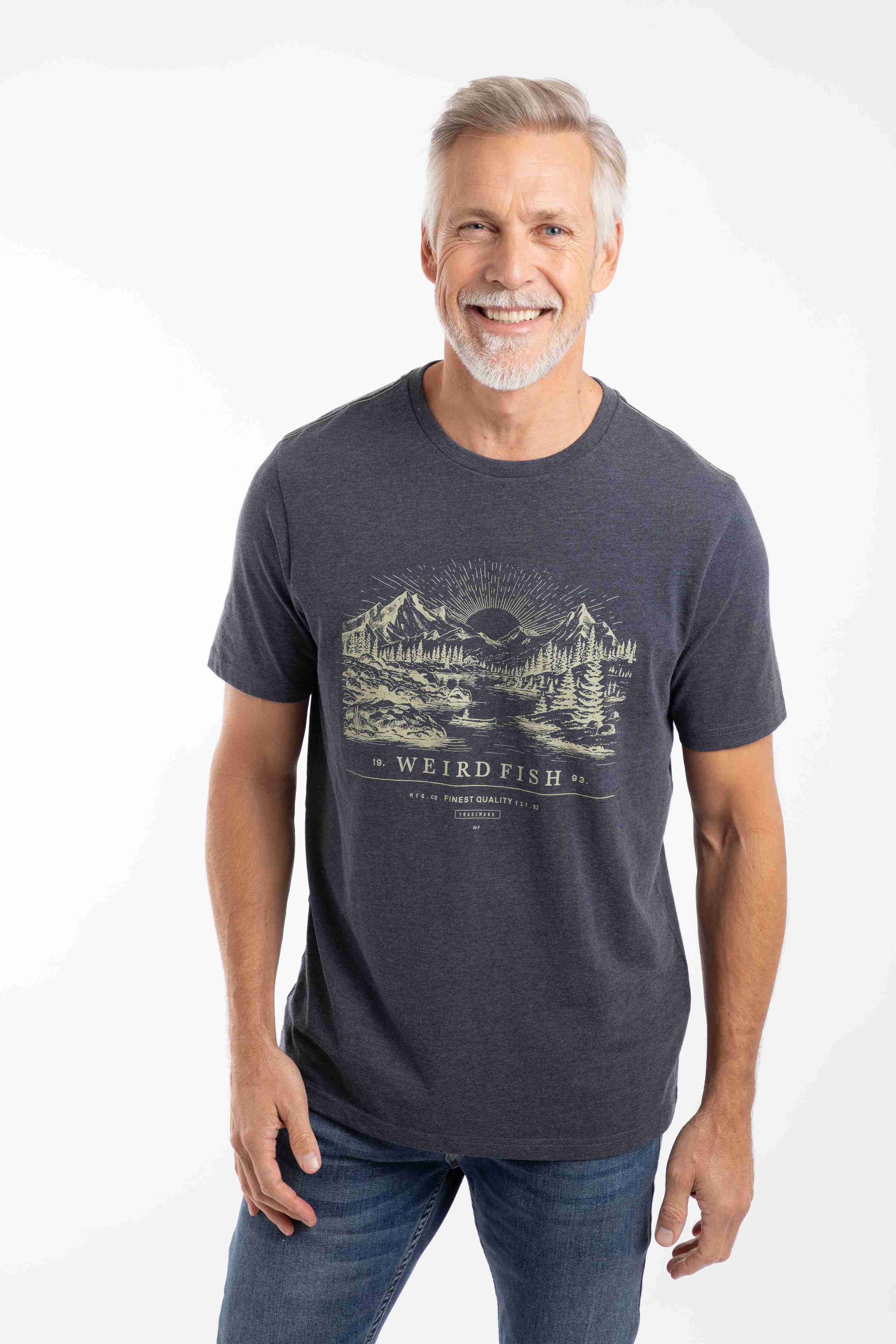 Sunrise Front Print Graphic T-Shirt Navy