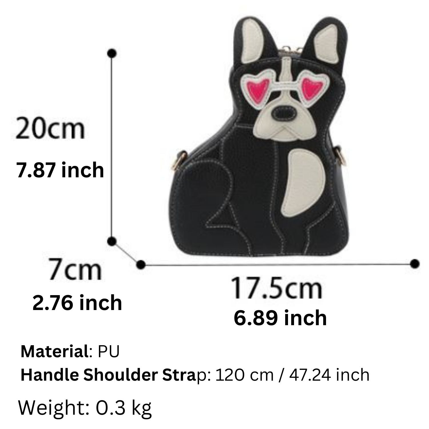 French Bulldog-shaped Crossbody Bag for Women