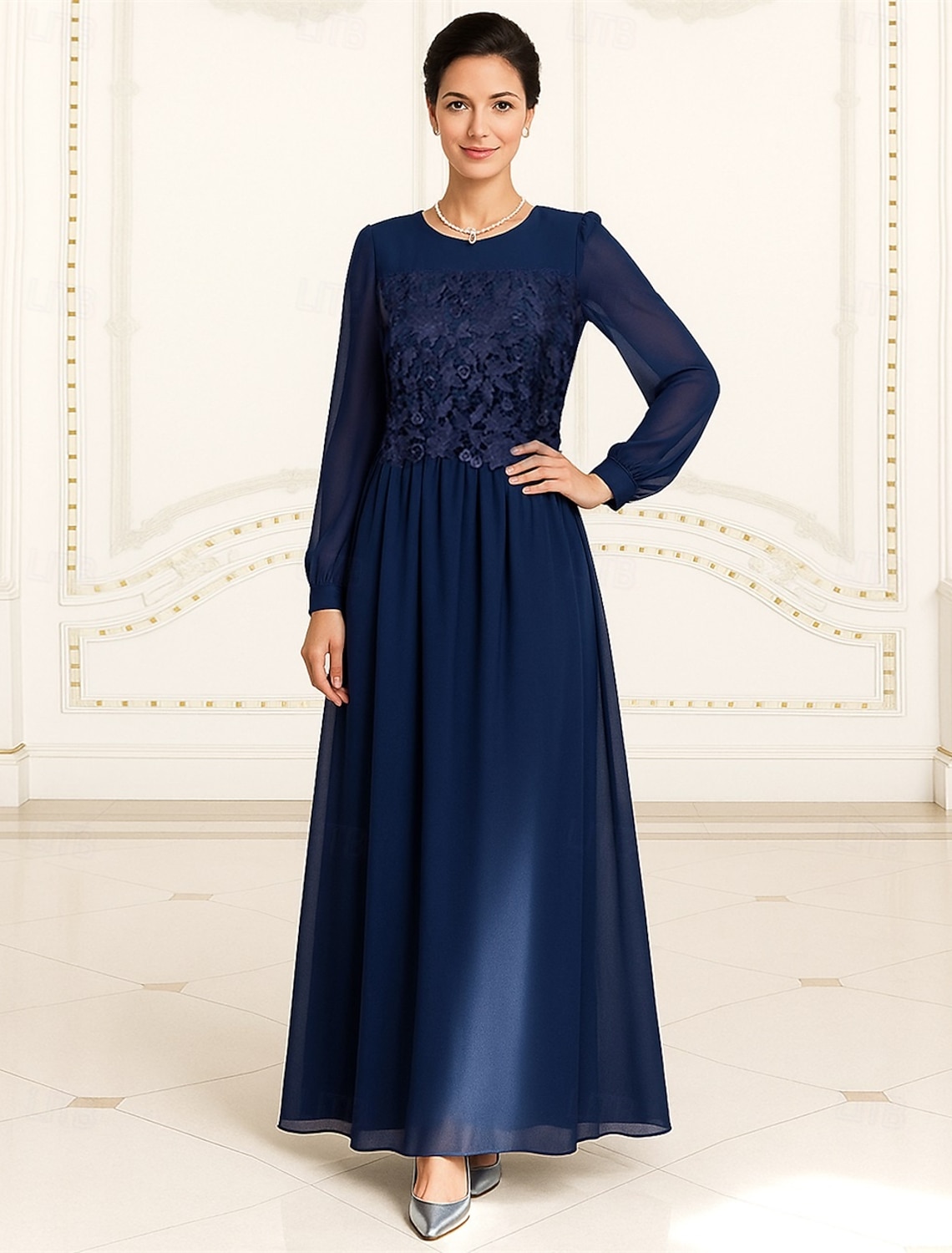 A-Line Ankle Length Party Dress Cocktail Dress Wedding Guest Dress Mother of the Bride Dress Short Sleeve Crew Neck Elegant Formal Formal Evening Wedding Party with Lace