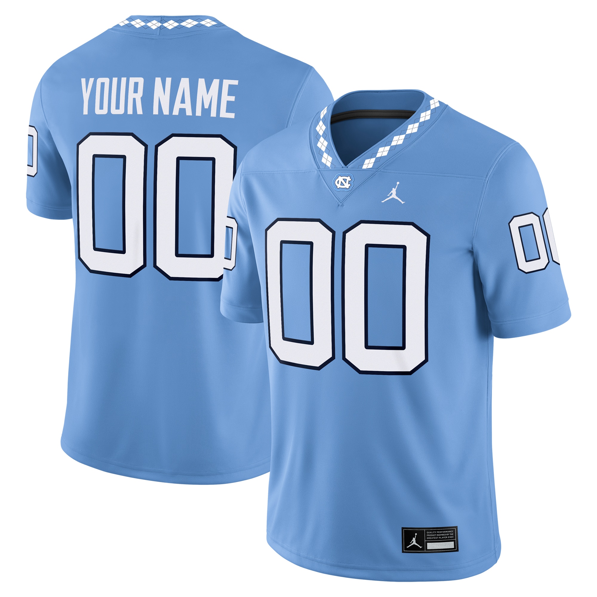 [NJP] North Carolina Tar Heels Custom Game Jersey - Carolina Blue