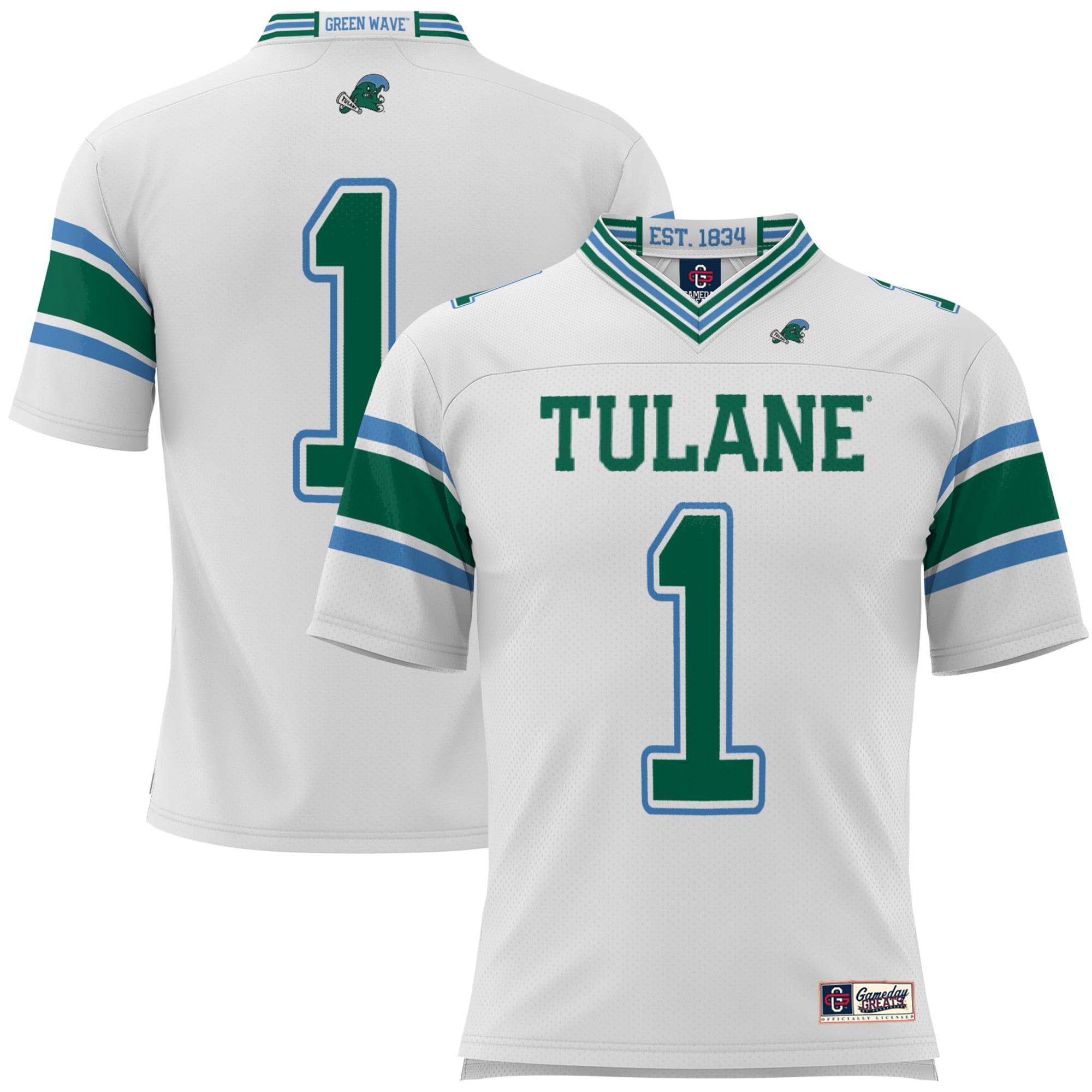 [Youth] Tulane Green Wave #1 Football Jersey - White | Stadium Series 2026