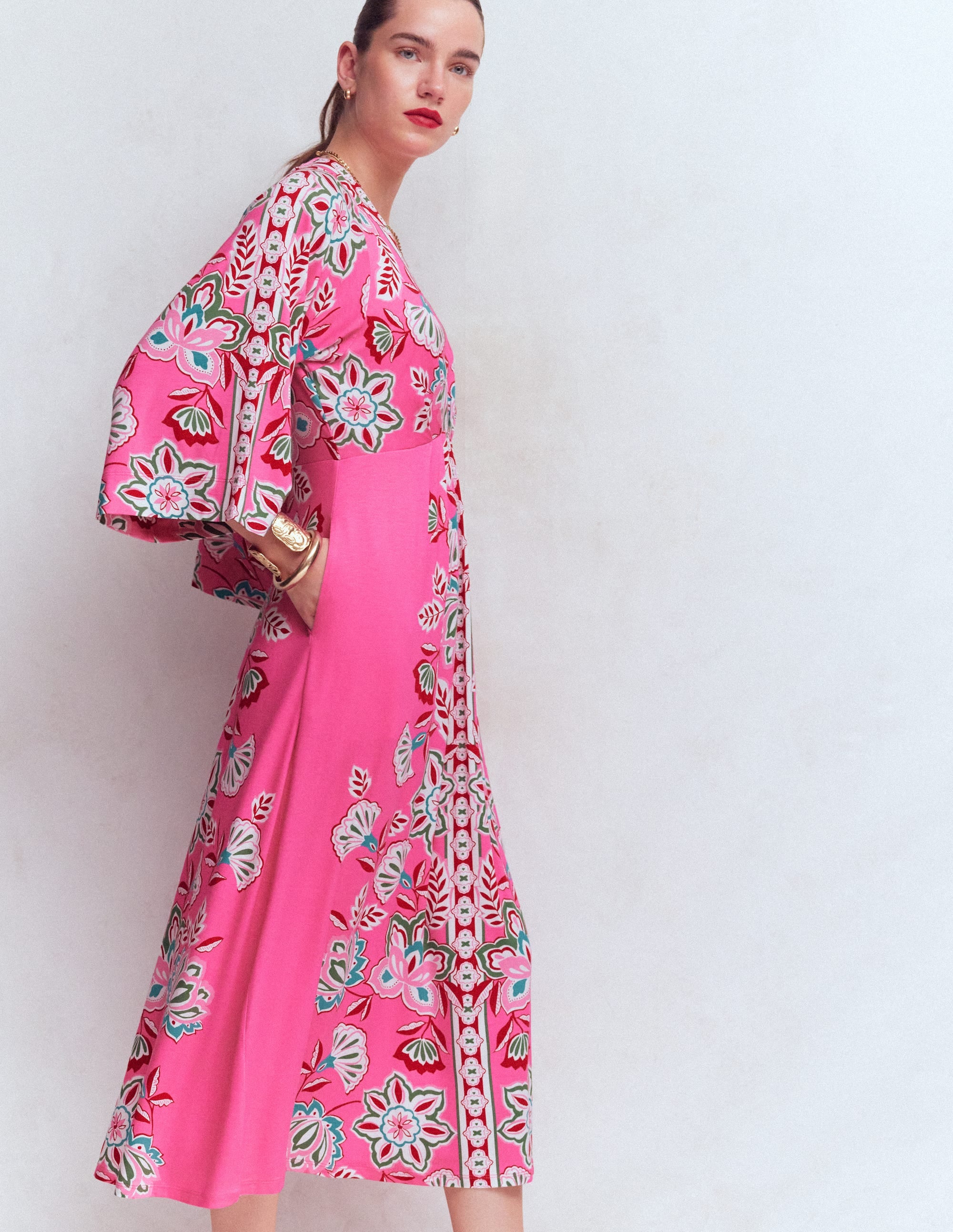 Nell Kimono Midi Jersey Dress