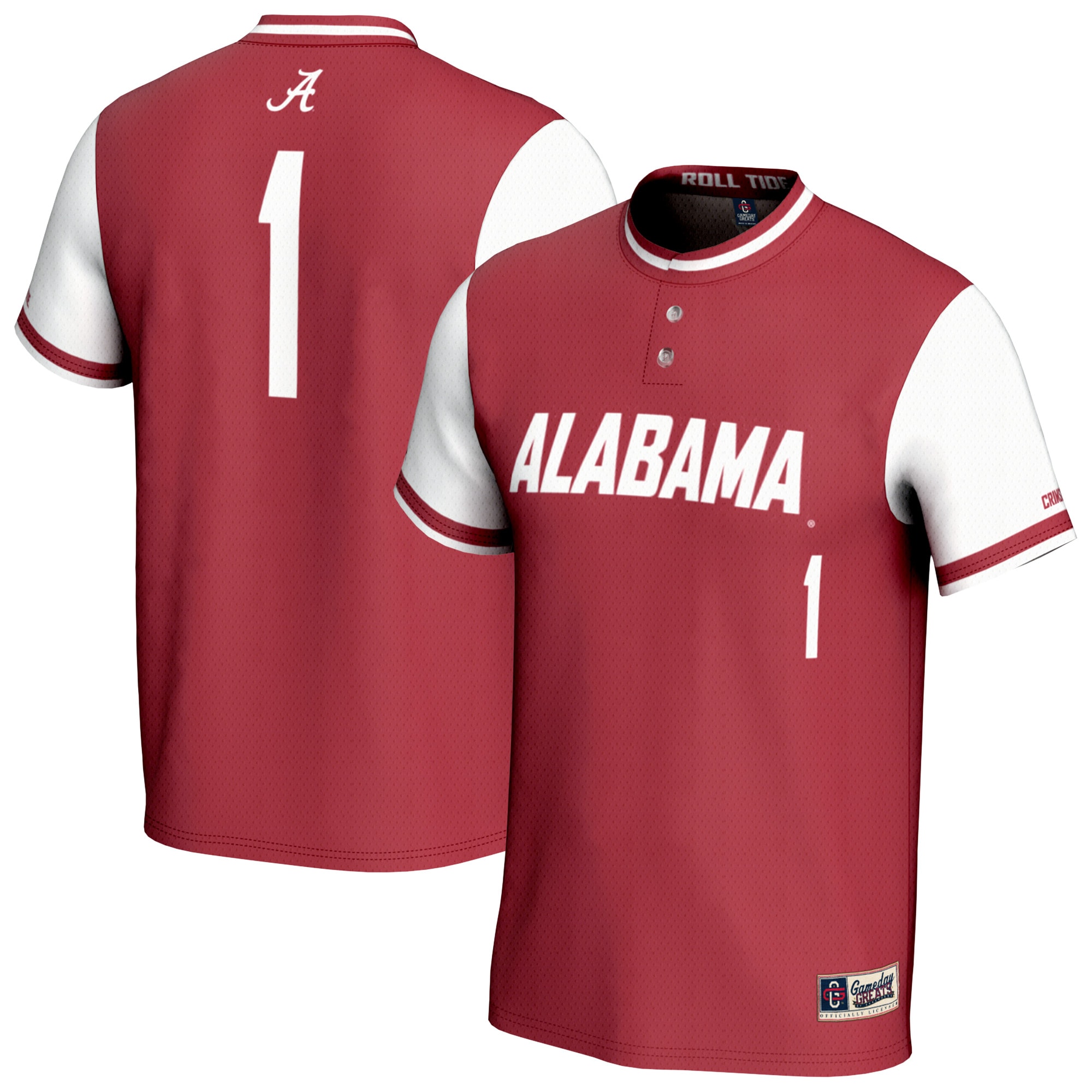 [NJP] Alabama Crimson Tide GameDay Greats Unisex Lightweight Softball Fashion Jersey - Crimson