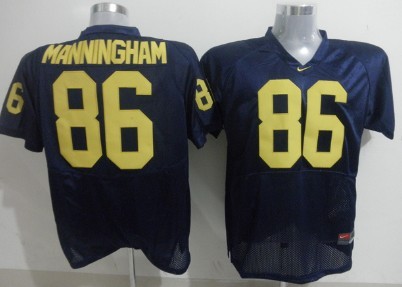 Men's UM Wolverines #86 Manningham Navy Blue 2024 embroidered college
