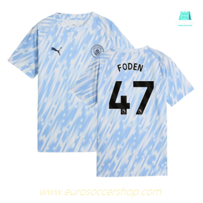 2025-2026 Man City Warm Up Jersey (Silver Sky) - Kids (Foden 47)