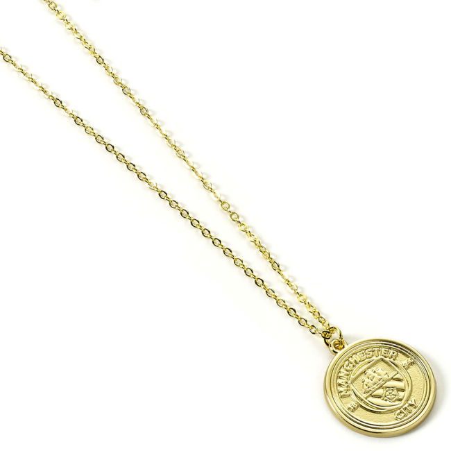 Manchester City FC Gold Finish Crest Necklace (Fan Favorite)