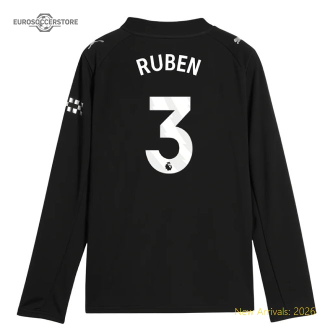 Premium 2025-2026 Man City Long Sleeve Away Shirt Kids Ruben 3
