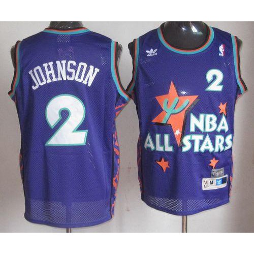 Charlotte Hornets #2 Larry Johnson Purple 1995 All-Star Throwback Stitched NBA Jersey Mens