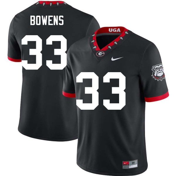 Men Georgia Bulldogs #33 Chauncey Bowens 100th Anniversary Black Nike Stitch Jersey