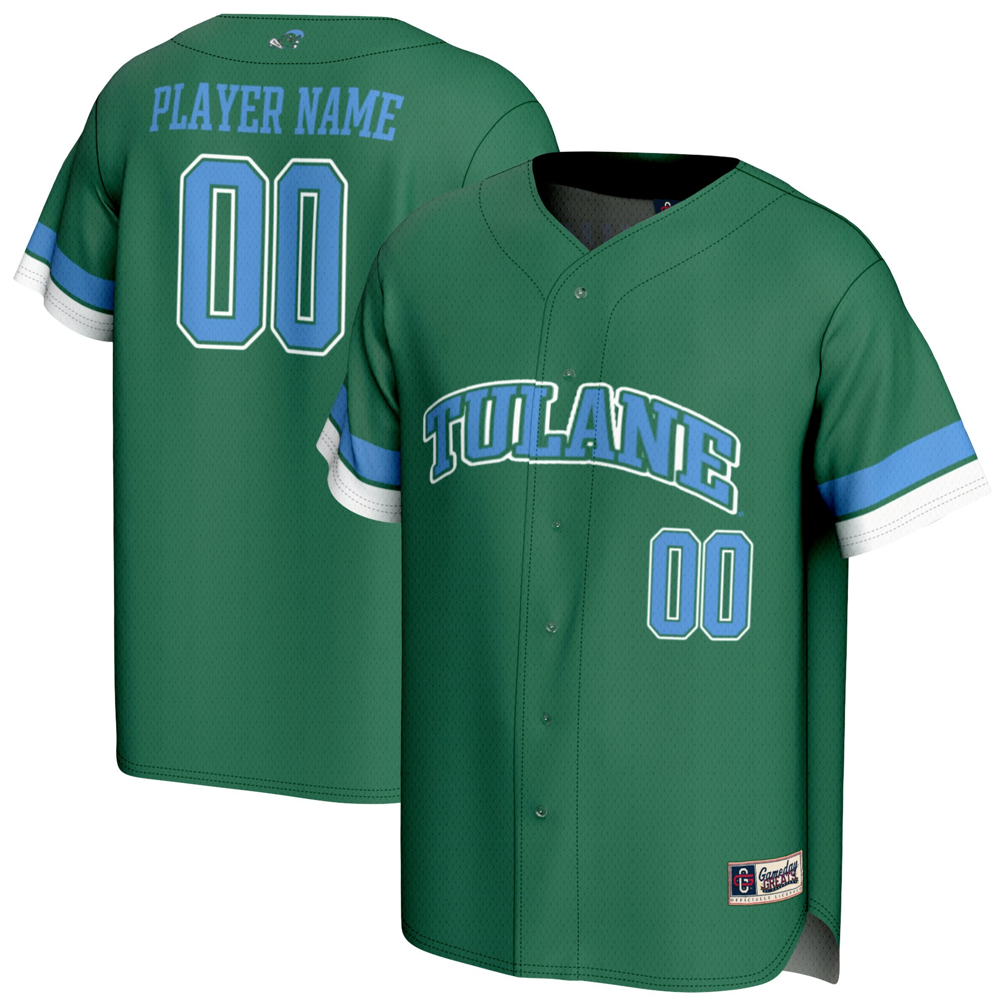 [DDG] Tulane Green Wave GameDay Greats Unisex NIL Pick-A-Player Lightweight Baseball Jersey - Green