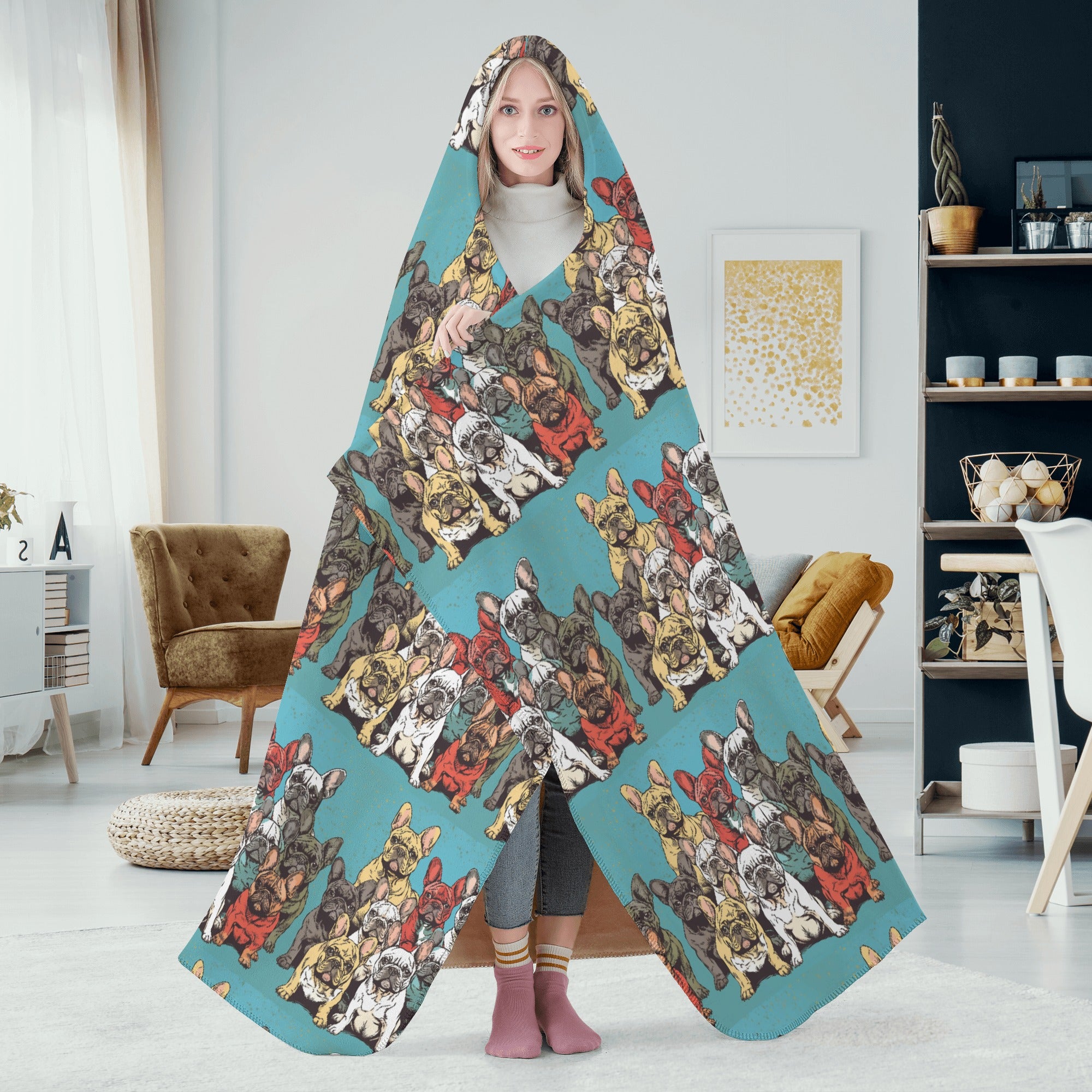 Frenchie Art - Hooded Blanket