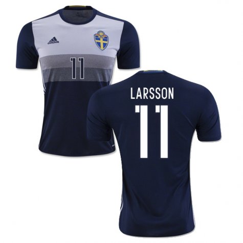 Advanced Fabric Sweden Away 2016 Larsson 11 Soccer Jersey Shirt