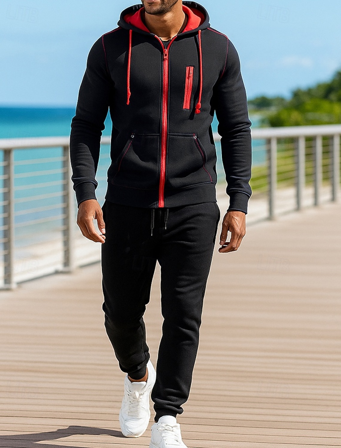 Men's 2 Piece Tracksuit Lounge Hoodie Sweatsuit Sets Drawstring Solid