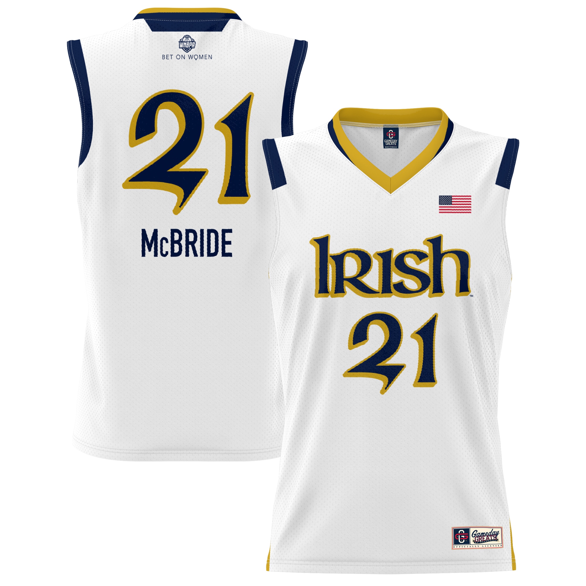 [NJP] Kayla McBride Notre Dame Fighting Irish GameDay Greats Youth Lightweight Basketball Alumni Jersey - White