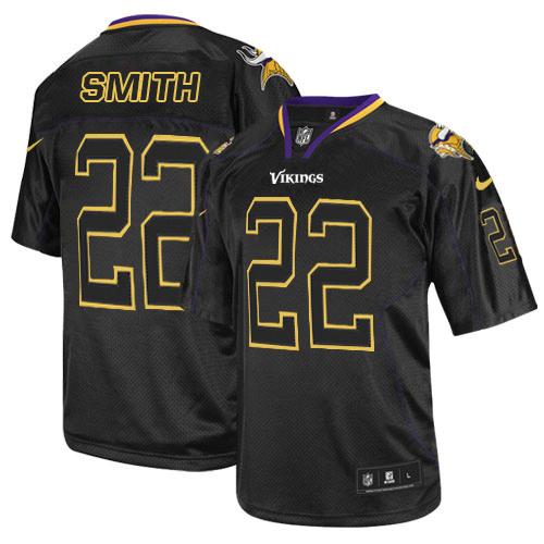 Authentic NFL M V Vikings #22 Harrison Smith Black Lights Out Jersey