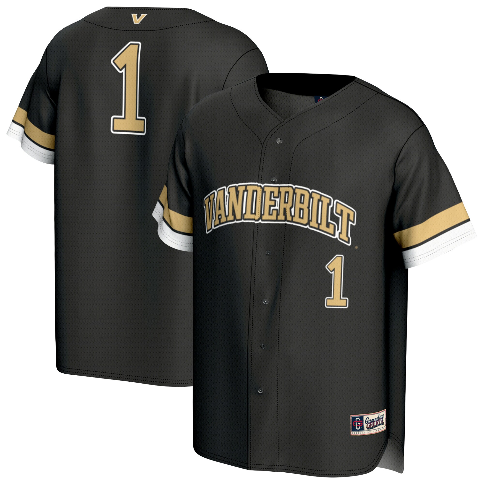 [NJP] Vanderbilt Commodores GameDay Greats Youth Lightweight Collegiate Baseball Fashion Jersey - Black