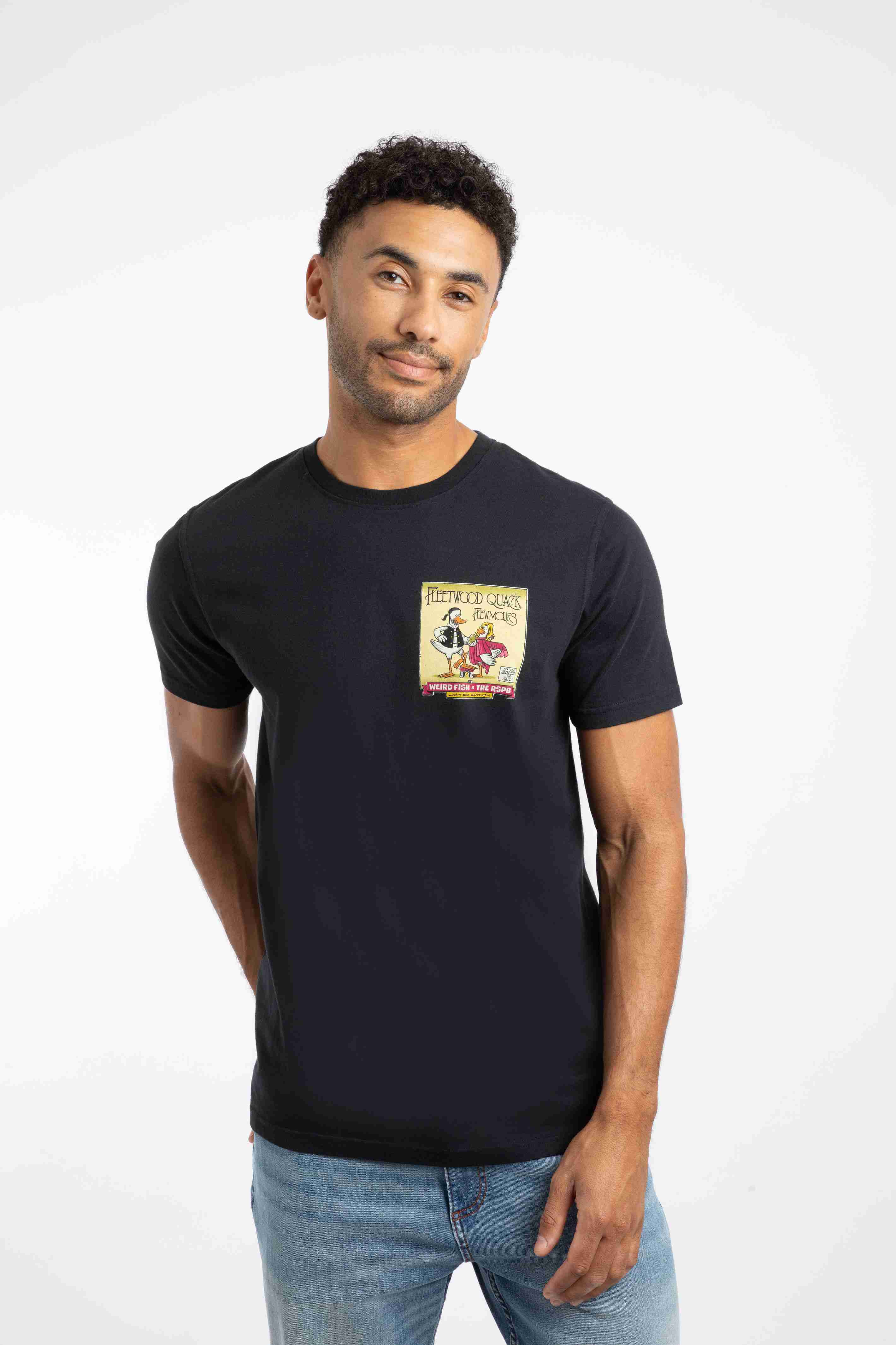 Flewmours RSPB Collaboration Back Print Artist T-Shirt Black
