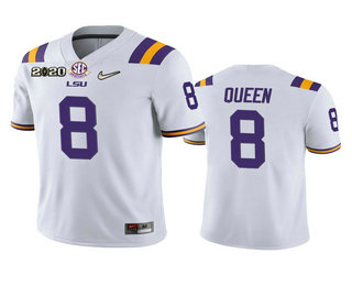 Men's LSU Tigers LA White 2020 replica Patrick Queen #8 performance