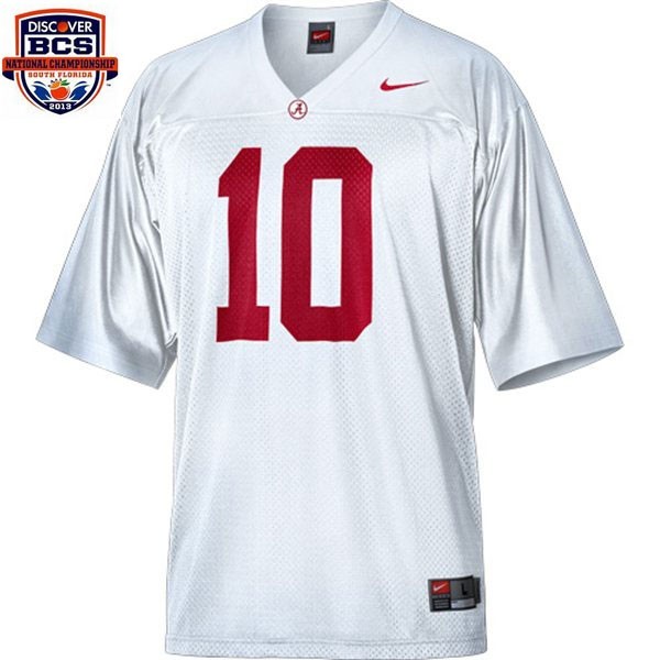 Youth(Kids) Alabama Crimson Tide #10 A.J. McCarron White BCS Bowl Patch Nike Jersey