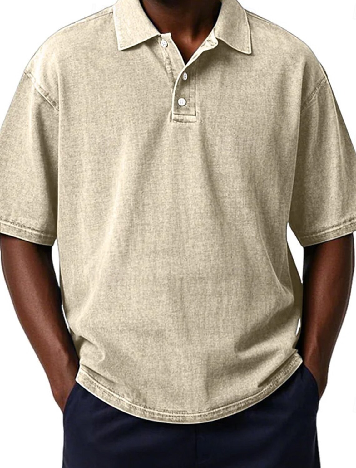 Men's Polo Shirts Acid Wash Shirt Casual Vacation Turndown Short