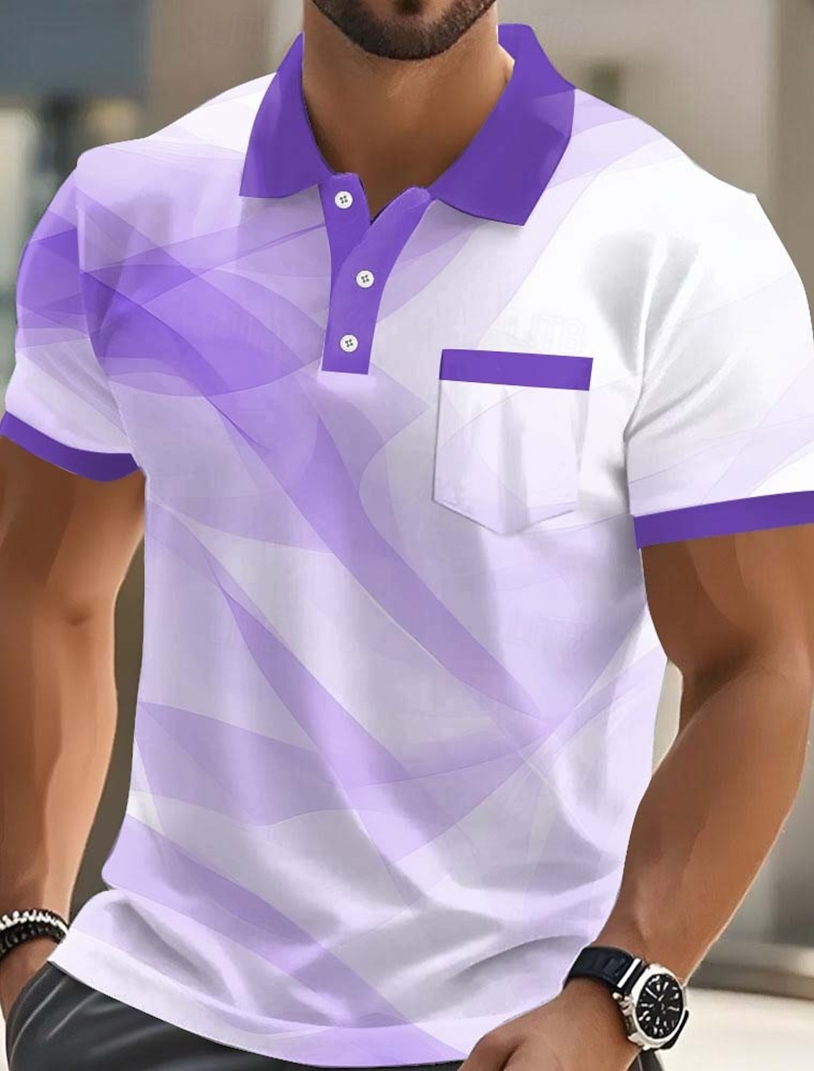 Men's Geometic Polo Shirts Short Sleeve Collared Business Casual