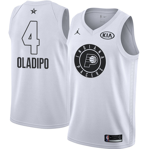 Official IND #4 Victor Oladipo 2018 Icon NBA Swingman Jersey White -
